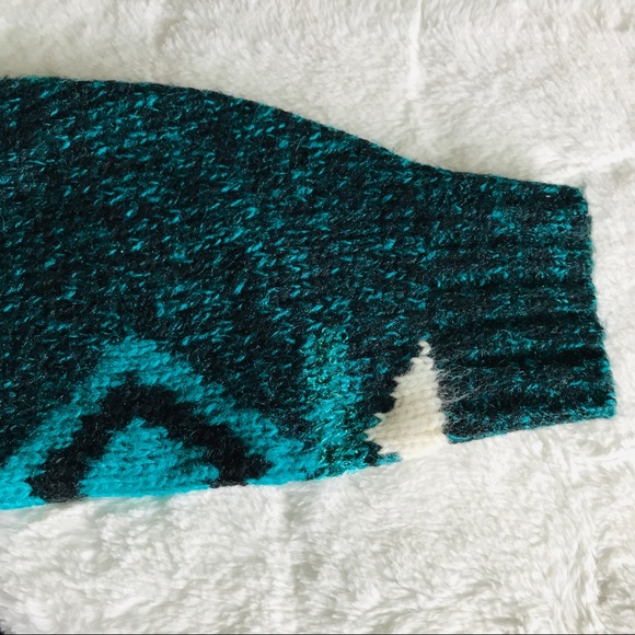 Susann D Vintage Teal Geometric Shapes Sweater L - Picture 6 of 14
